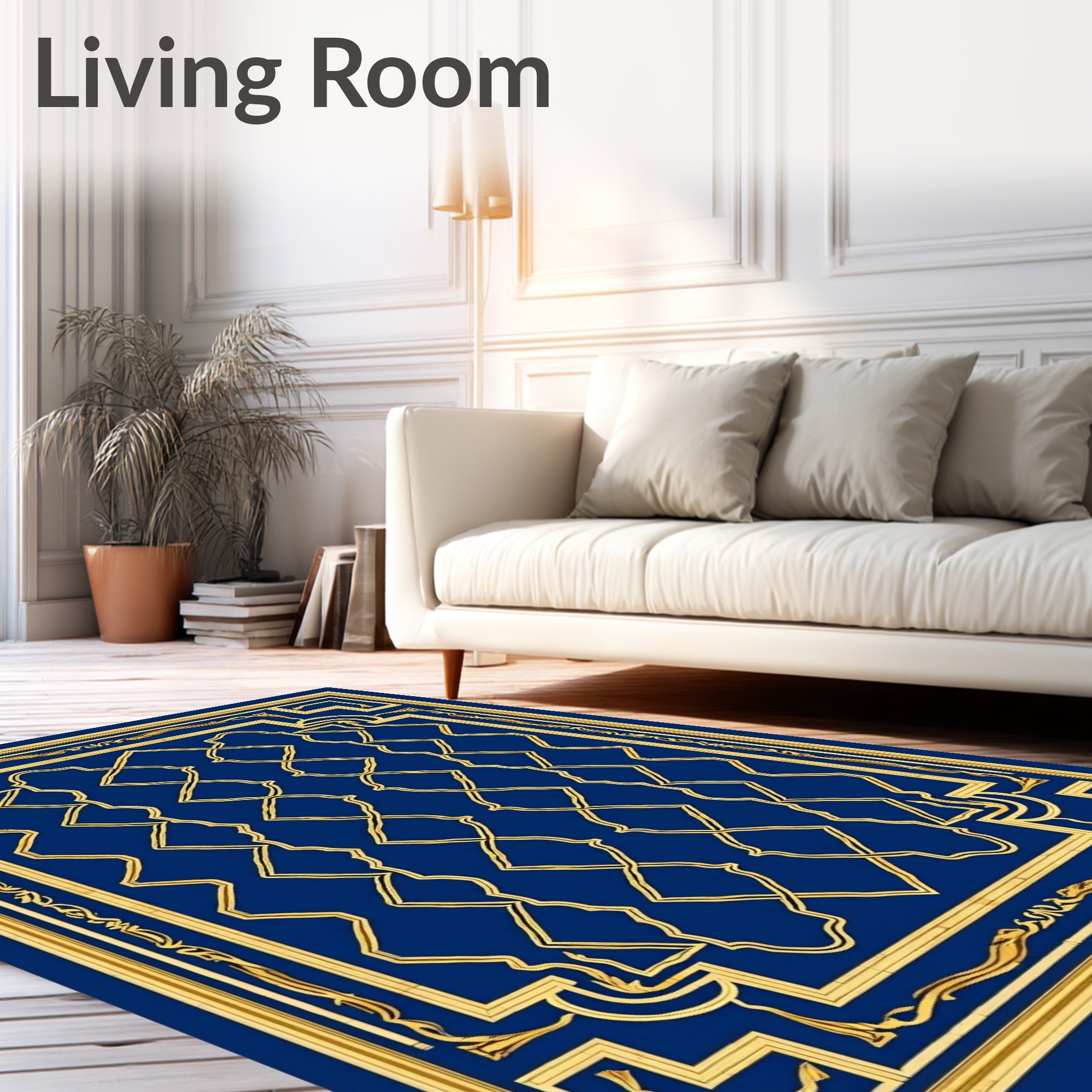 Regal Gold Lattice Royal Blue Rug