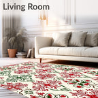 Red and Green Ornate Floral Medallion Rug