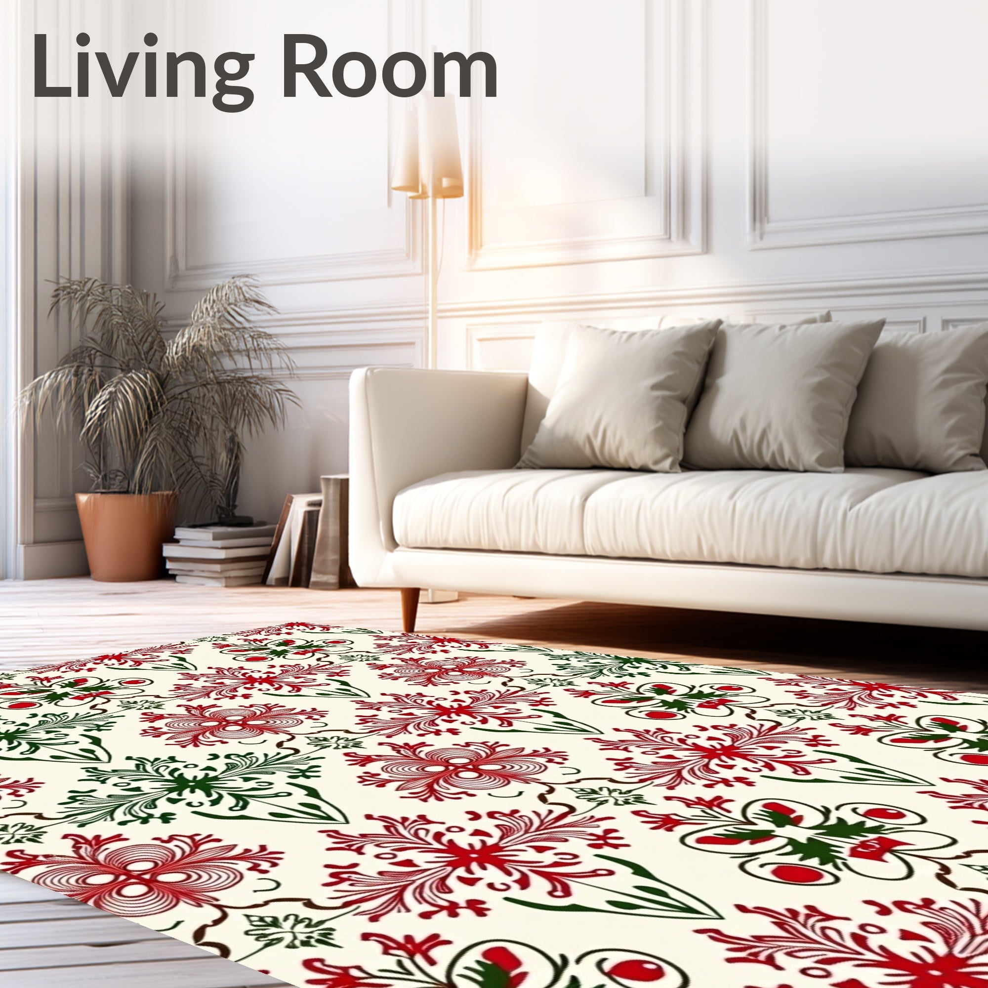 Red and Green Ornate Floral Medallion Rug
