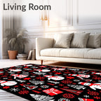Red White Snowmen Christmas Trees Gifts Rug