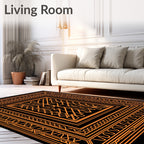 Orange Geometric Abstract Border Rug