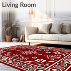 Crimson Ivory Paisley Floral Medallion Rug