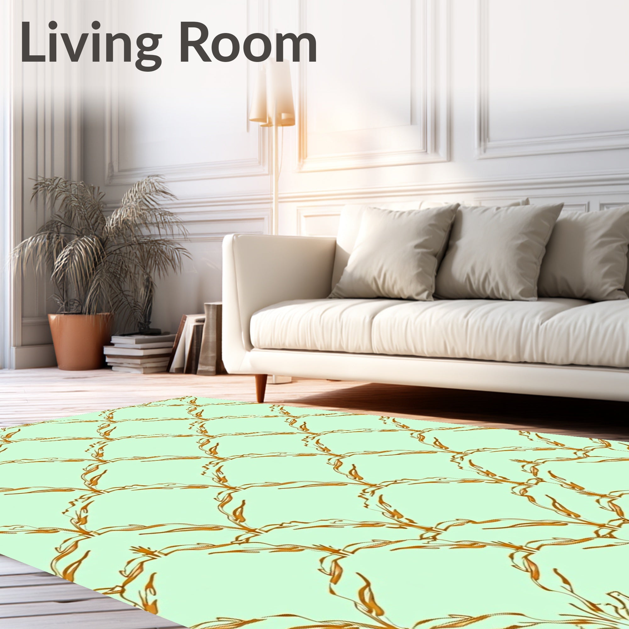 Golden Wheat Scallop Arrangement Rug