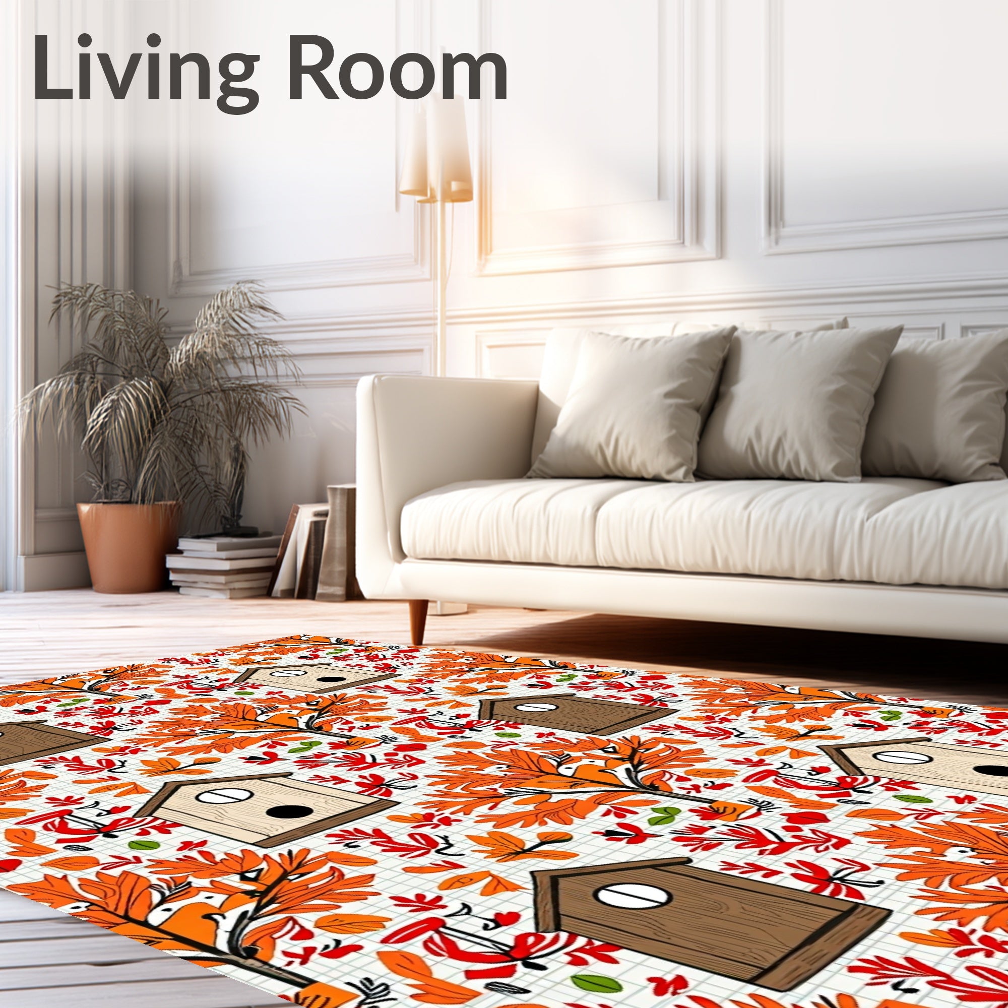 Woodland Birds Birdhouse Autumn Overlay Rug