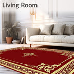 Regal Burgundy Gold Floral Scroll Rug