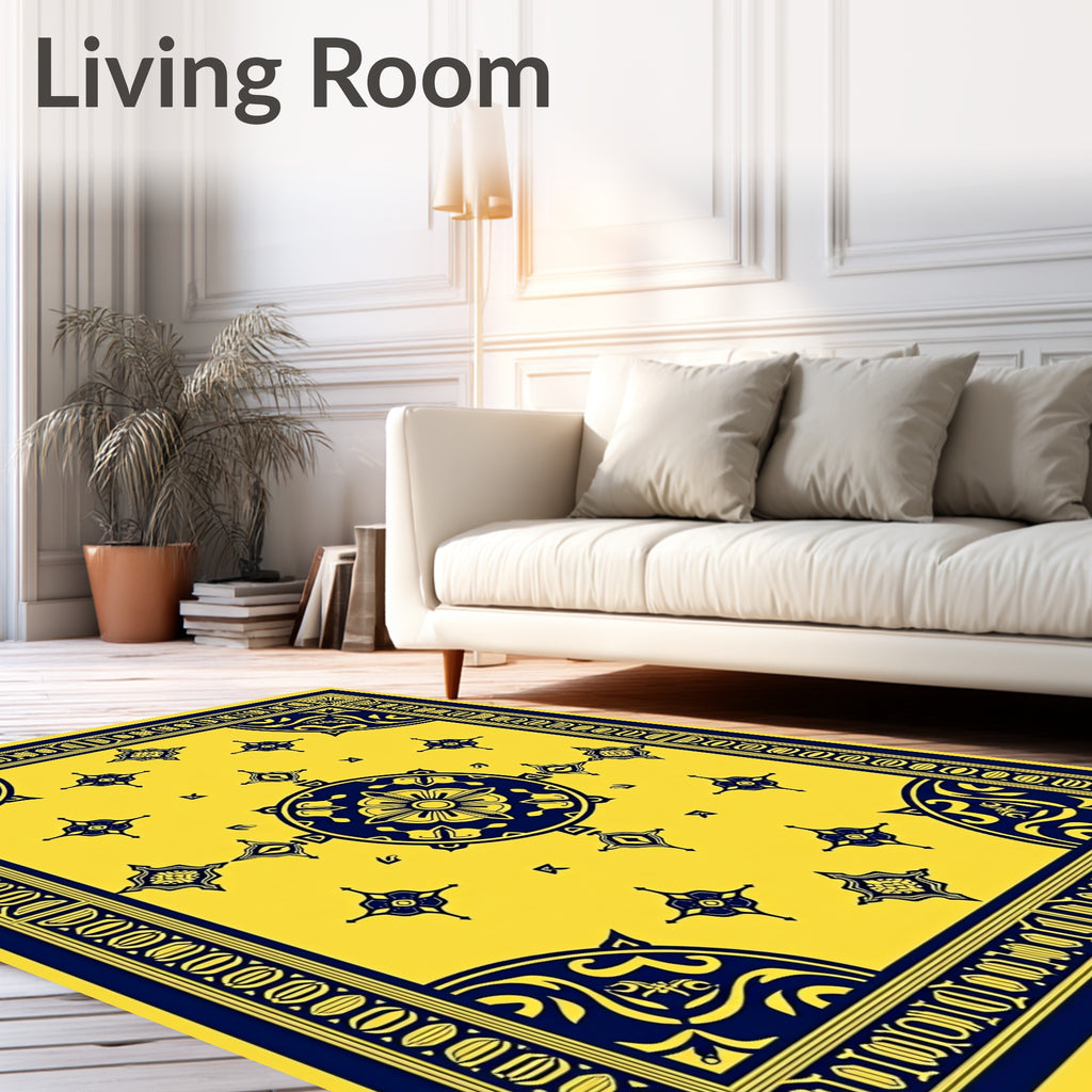 Golden Navy Mandala Medallion Rug