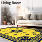 Golden Navy Mandala Medallion Rug