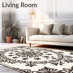 Dark Brown Floral Medallion Mandala Rug