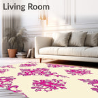 Vibrant Pink Baroque Swirl Damask Rug