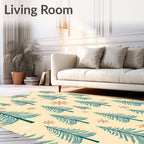 Teal Evergreen Snowflake Snowscape Rug