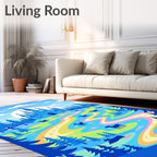 Whimsical Blue Castle Rainbow Path Rug
