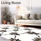 Ornate Black Gold Damask Trellis Rug