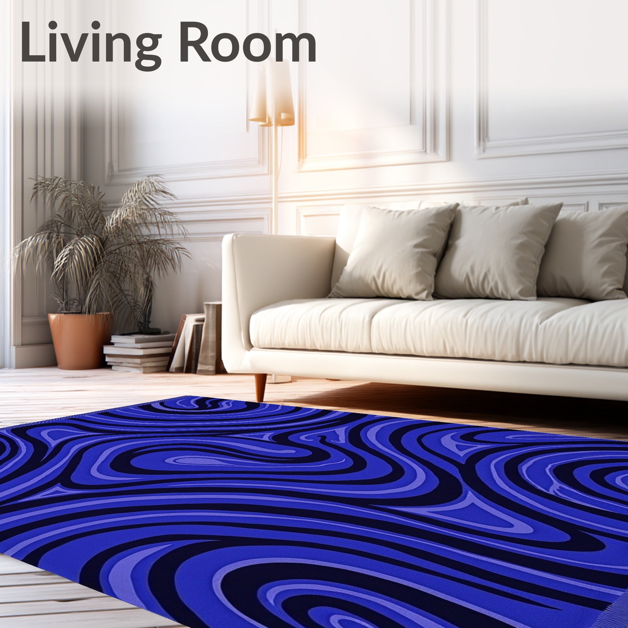 Vibrant Royal Blue Swirl Rug