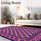 Navy Pink Quatrefoil Border Rug