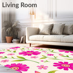 Vibrant Magenta Floral Garden Vines Rug