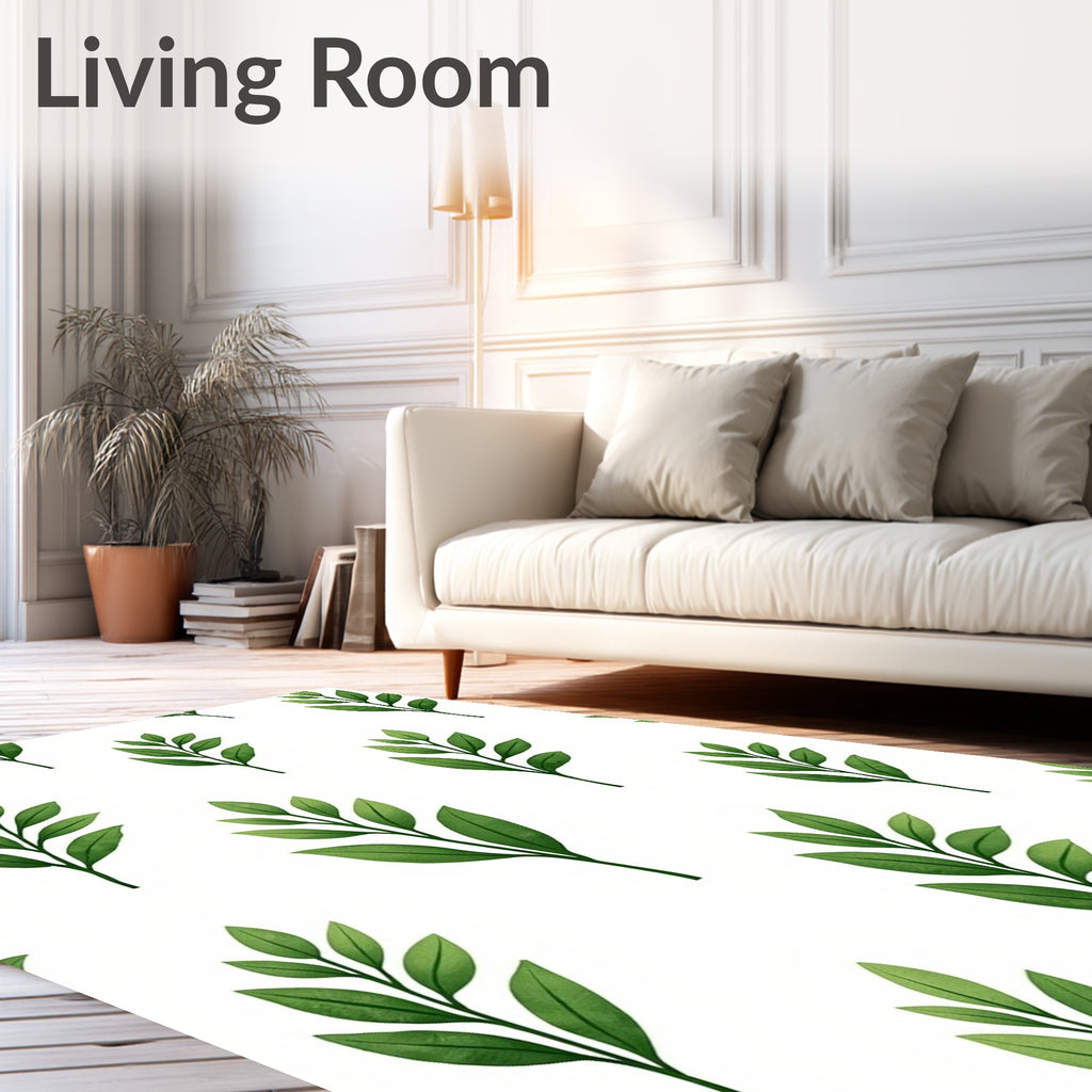 Green Leaf Sprigs Repeat Rug
