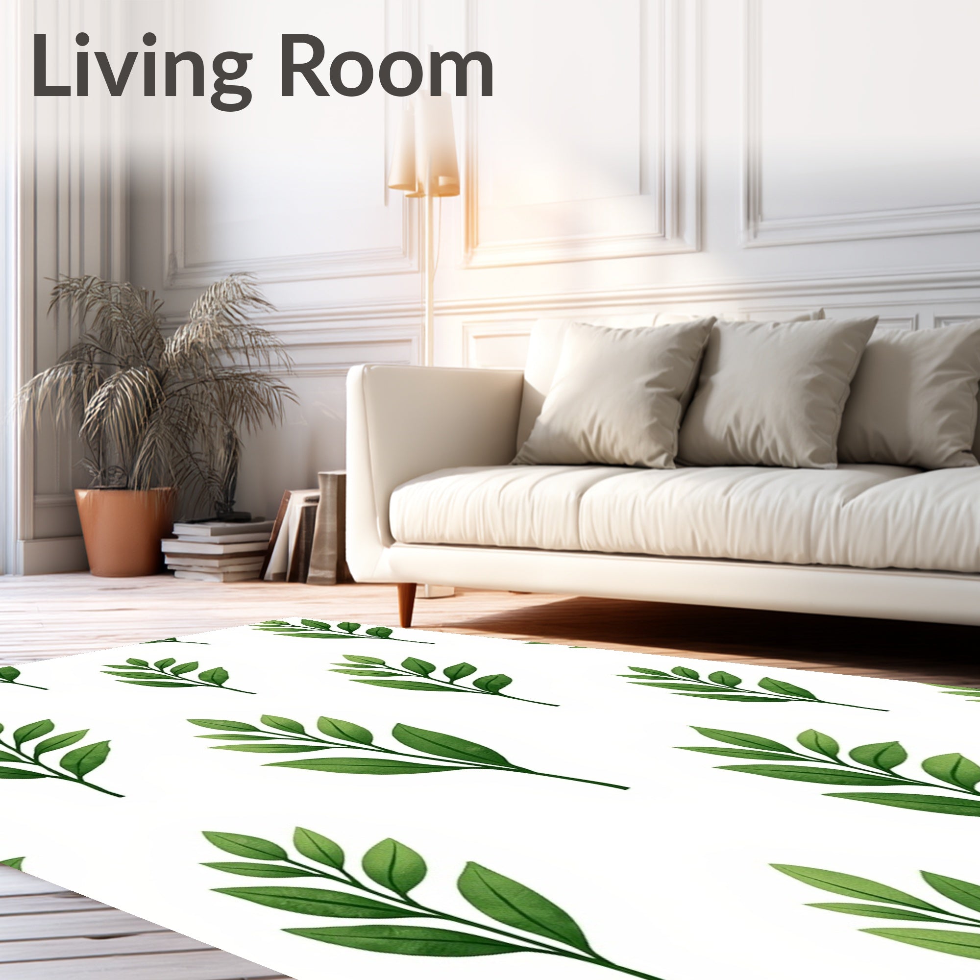 Green Leaf Sprigs Repeat Rug