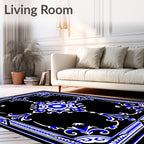 Classic Blue White Medallion Scrollwork Rug