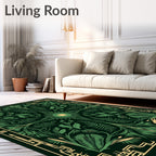 Emerald Green Botanical Art Nouveau Rug