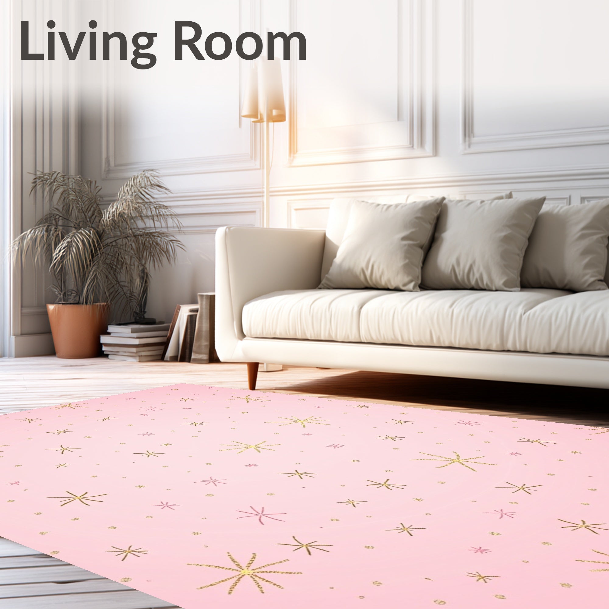 Pink Gold Starburst Sprinkle Rug
