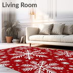 Festive Red Snowflake Garland Rug
