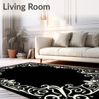 Cream Swirls Floral Laurel Border Rug