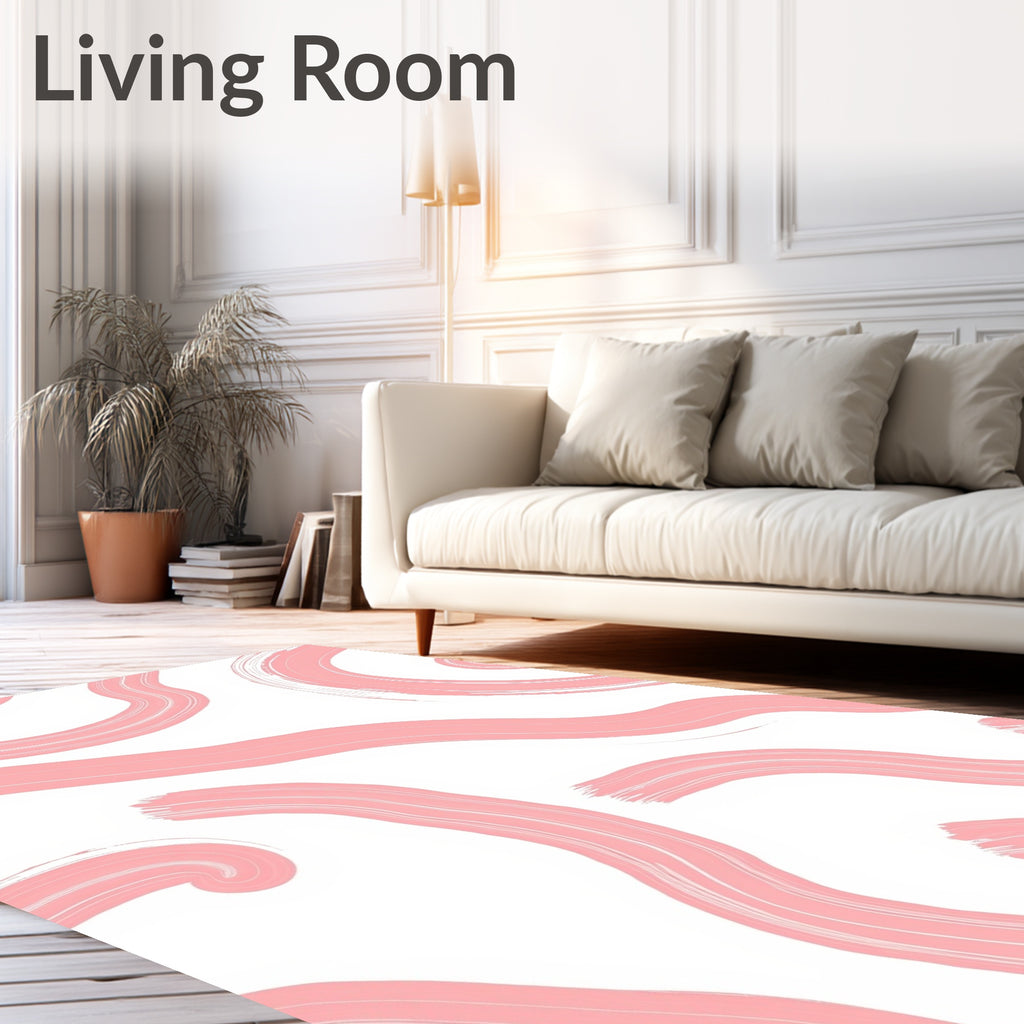 Soft Pink Abstract Brushstroke Swirls Rug
