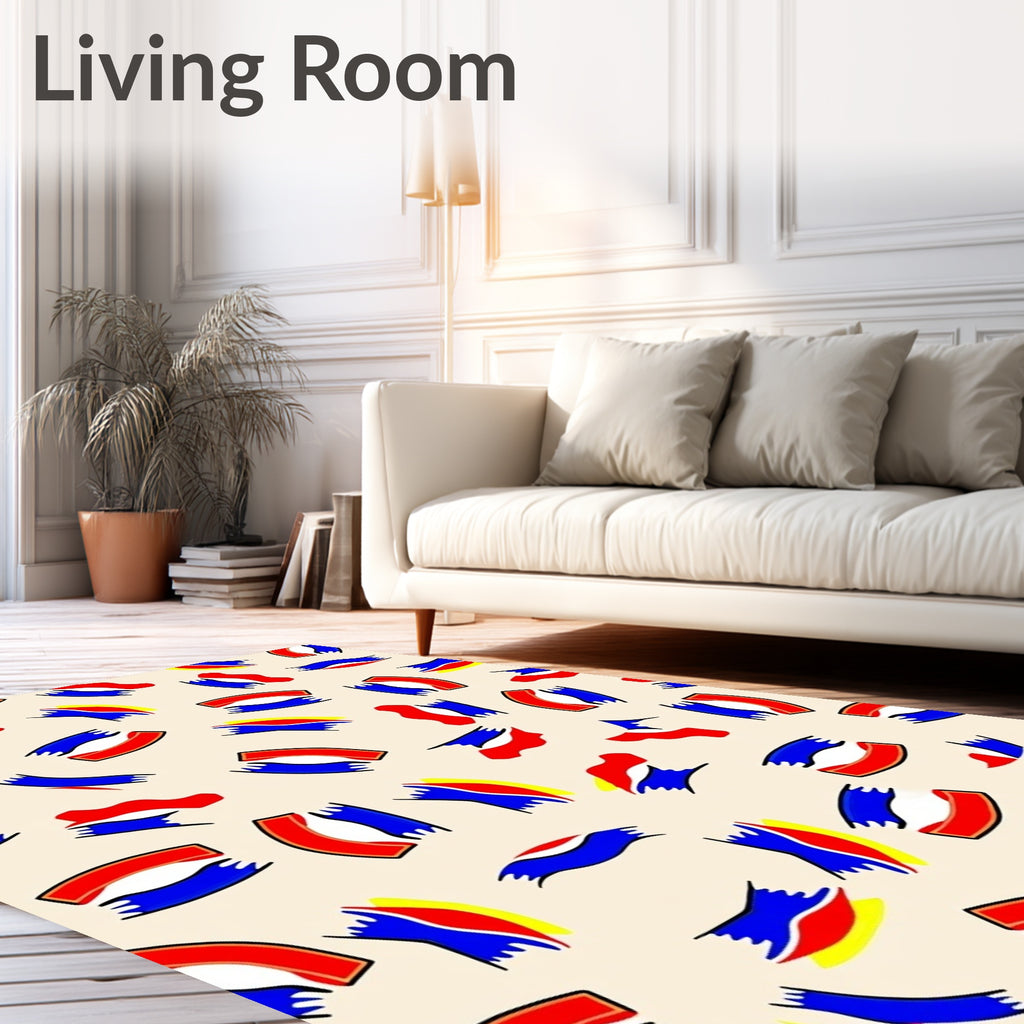 Abstract Tri Color Brushstroke Rug
