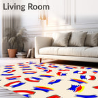 Abstract Tri Color Brushstroke Rug