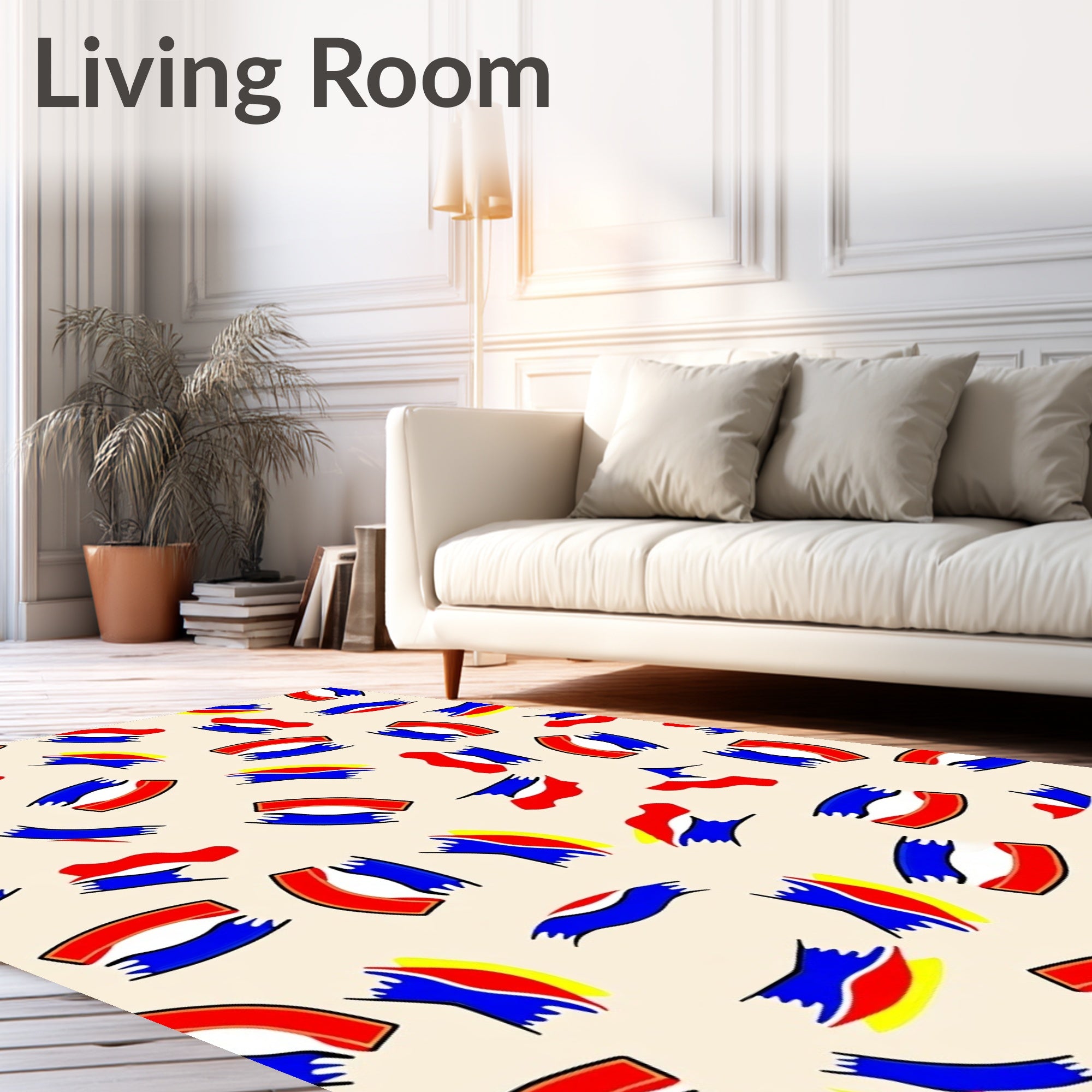 Abstract Tri Color Brushstroke Rug
