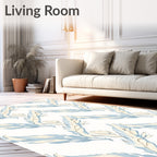 Soft Blue Feathered Whimsical Repeat Rug