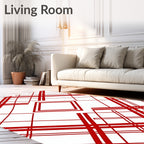 Crimson Rhombus Intersecting Lines Rug