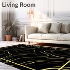 Black Gold Swirling Contour Rug