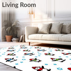 Whimsical Penguins With Snowflakes Theme Rug