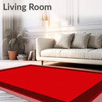 Bold Crimson Bordered Square Rug