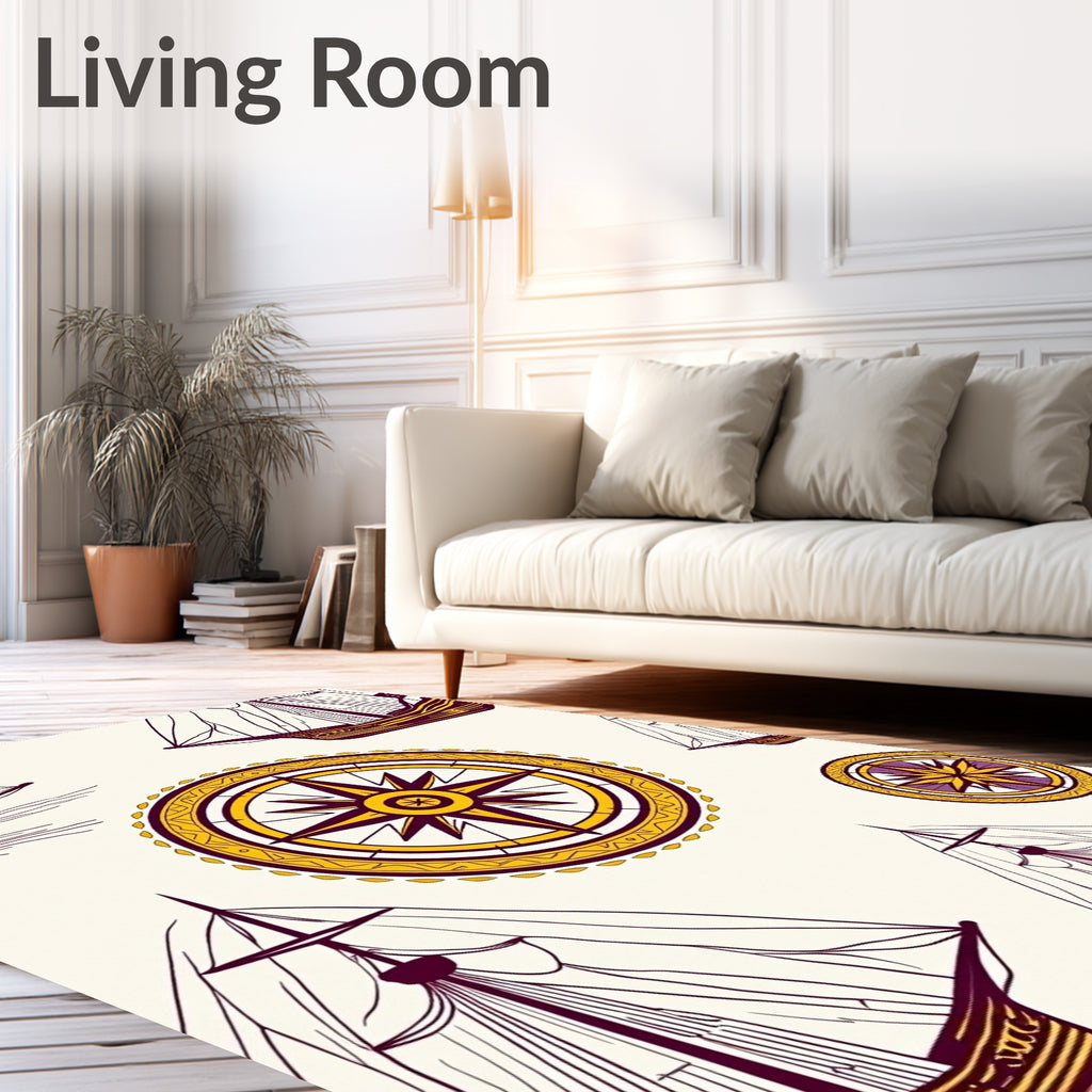 Nautical Ships Compass Rose Graphic Rug