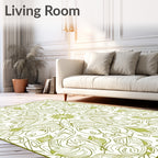 Elegant Olive Green Floral Mandala Rug