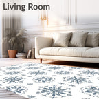 Gray Snowflake Medallion Intricate Repeat Rug