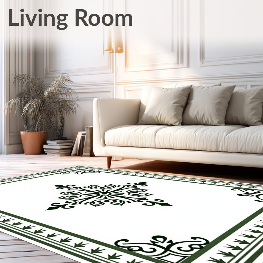 Emerald Green Classic Central Medallion Rug