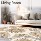 Vintage Beige Sunburst Medallion Rug