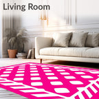 Hot Pink Geometric Lattice Diagonal Stripe Rug
