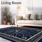 Golden Sunburst Midnight Starry Rug