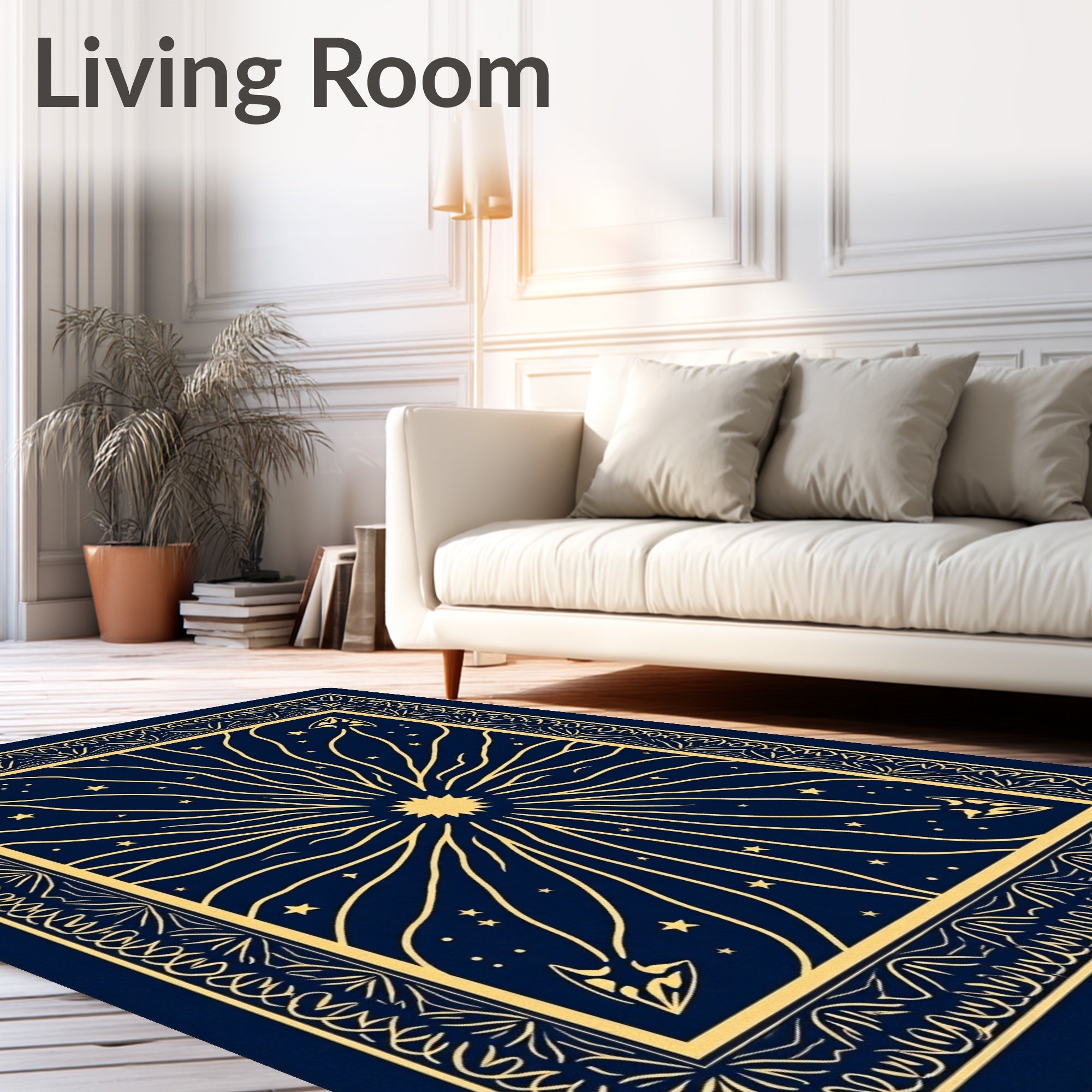 Golden Sunburst Midnight Starry Rug