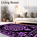 Amethyst Floral Medallion Black Rug