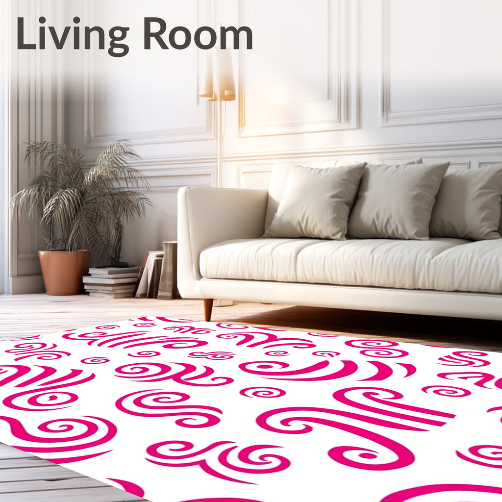Hot Pink Swirls and Stripes Rug