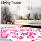 Hot Pink Swirls and Stripes Rug