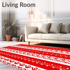 Red White Stripe Curlicue Dot Rug