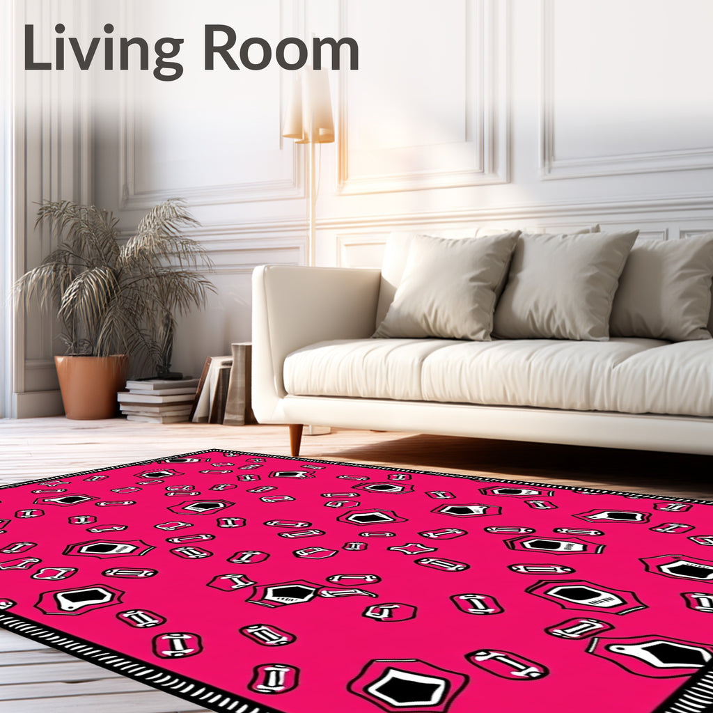 Pink Shield and Bar Scattered Rug