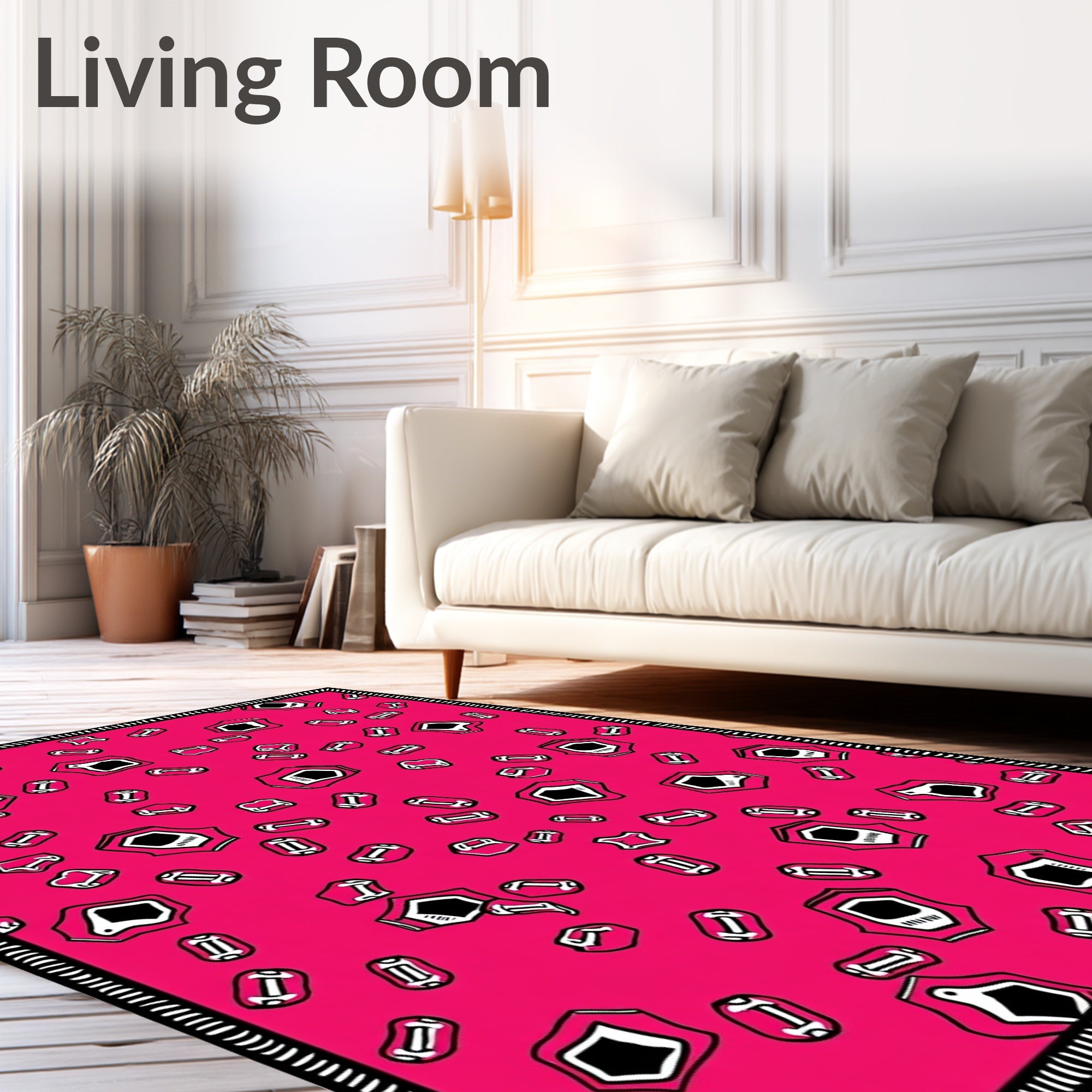 Pink Shield and Bar Scattered Rug