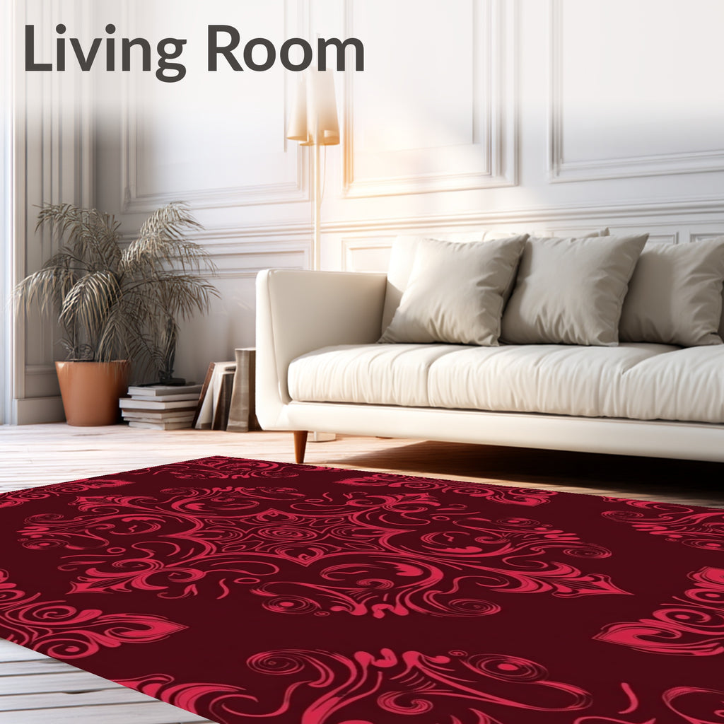Crimson Red Baroque Floral Medallion Rug